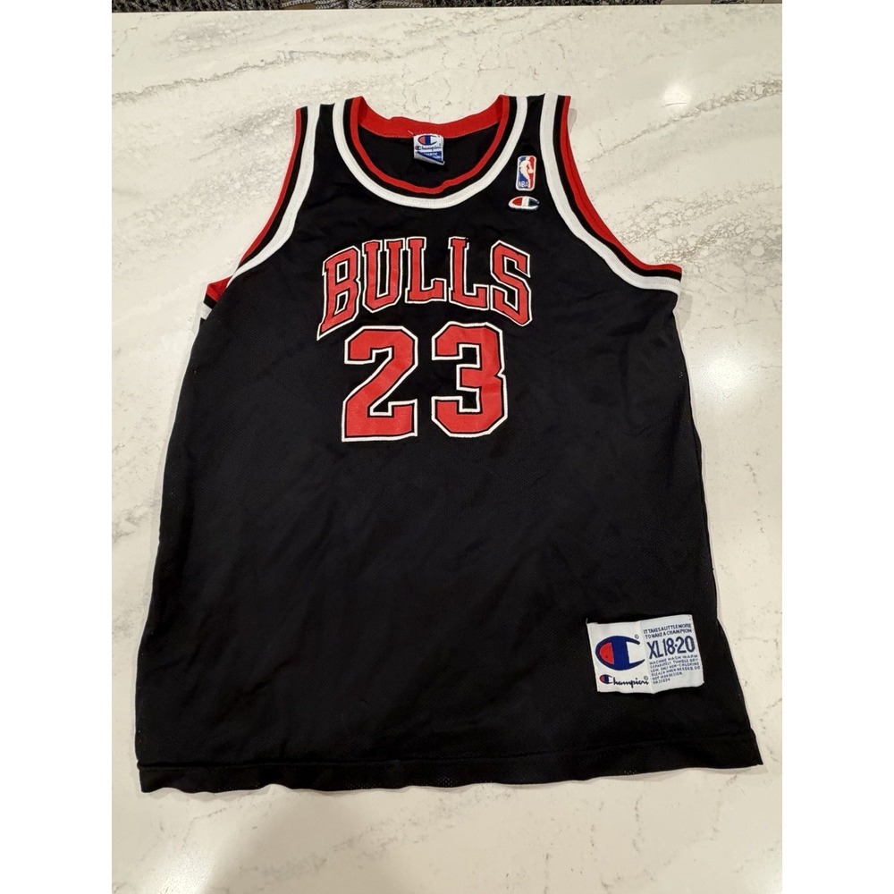 Vintage 90s Chicago Bulls Jordan Jersey Youth Boys XL 18-20 Black #23 Champion
